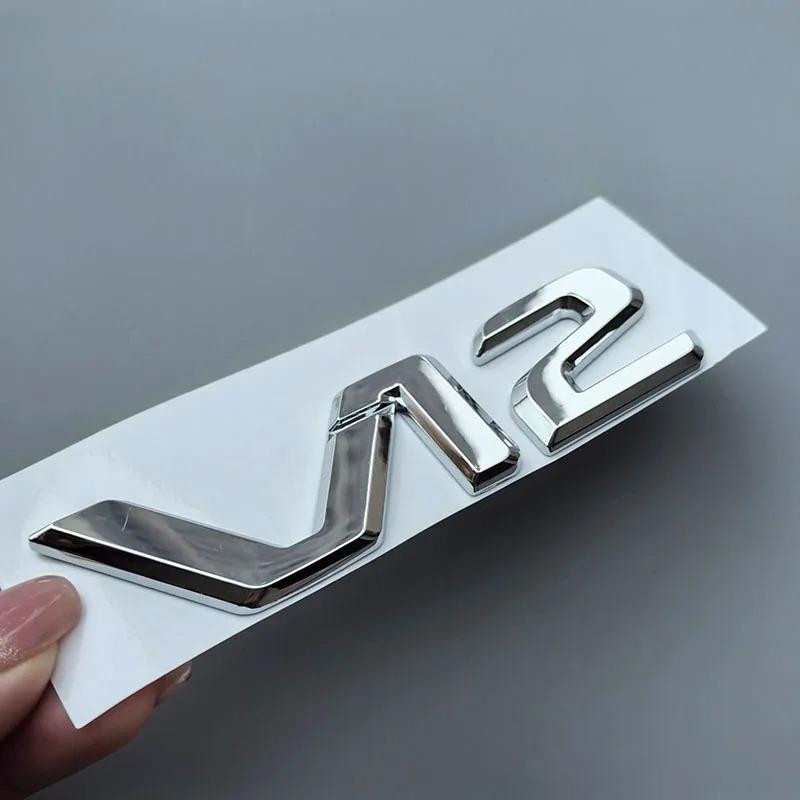 3D ABS Big Flat Letters V12 Car Emblem Trunk Fender Nameplate Logo Sticker for mercedes-benz S400 S500 S600 Chrome Glossy Black