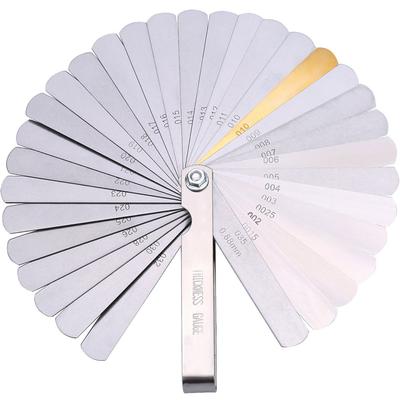 32 Blades Stainless Steel Feeler Gauge Set – Dual Marked Metric & Sae, Valve Thickness Gap Measuring Tool
