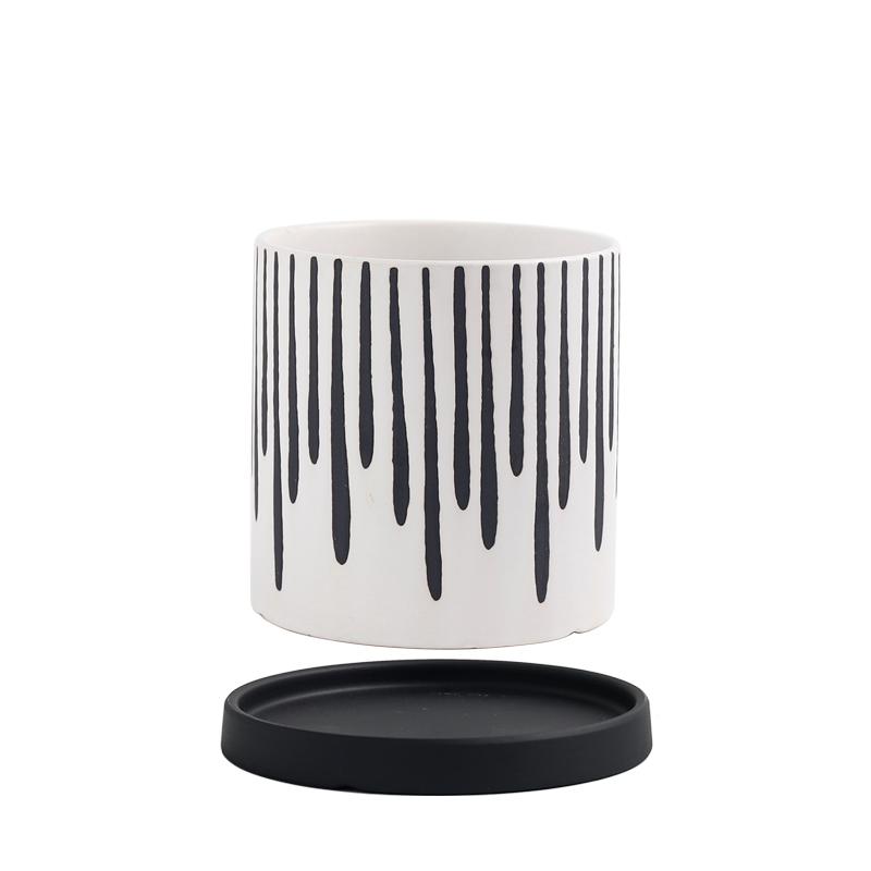 Modern Nordic Ceramic Flower Pot Living Room Interior Countertop Vase Simple Geometric Pattern Flower Plant Flower Pot Gardening