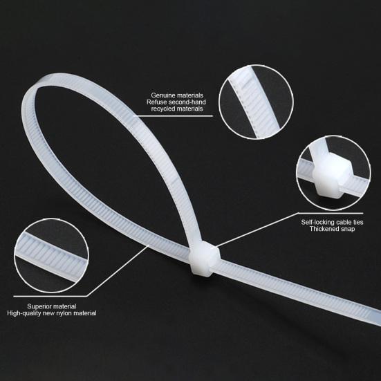 250/500/1000Pcs Universal Nylon Cable Tie Buckle Heavy Duty Self-Locking Nylon Zip Tie Indoor Outdoor Automotive Car Mount Wire Tie Fastener Strap