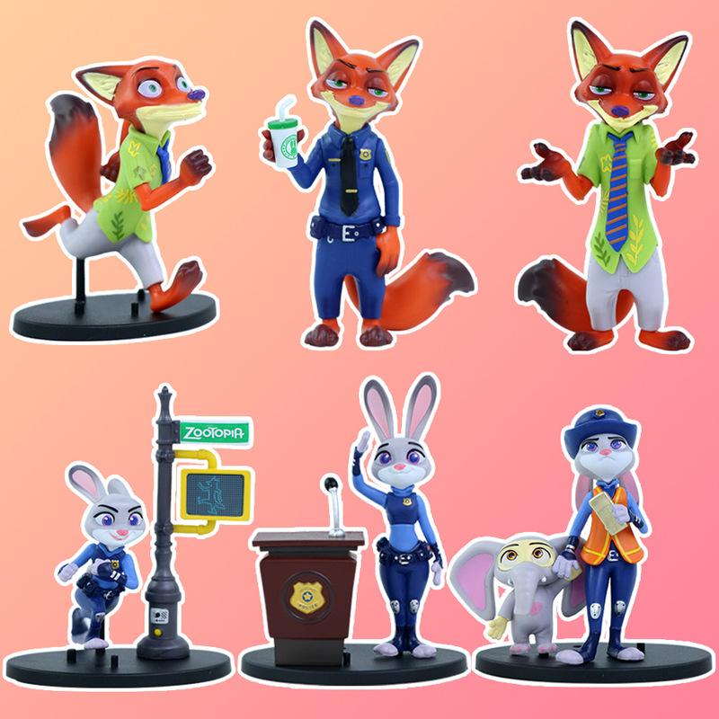Zootopia 2 Anime Figure Trendy Toy Car Desktop Decoration Nick Judith Model Movie Merchandise Dolls Set Collectible Gift