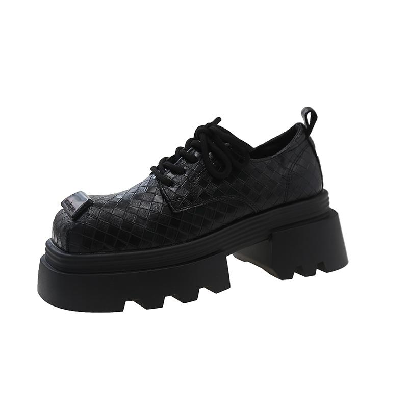 

Квадратный носок толстый каблук повседневные туфли-лодочки женские толстая подошва платформа увеличивающая размер универсальные кожаные туфли женские мокасины с металлическим украшением 40