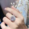 Natural Ice Transparent Gray Agate White Chalcedony Retro Open Ring Women's Oval Ring Hand Jewelry