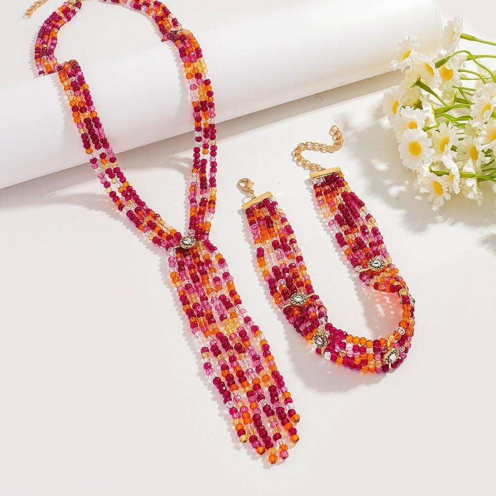 2 PCS Versatile Beaded Choker Necklace 2 Layers Women Collarbone Chain Stacked Beads Necklace  Party