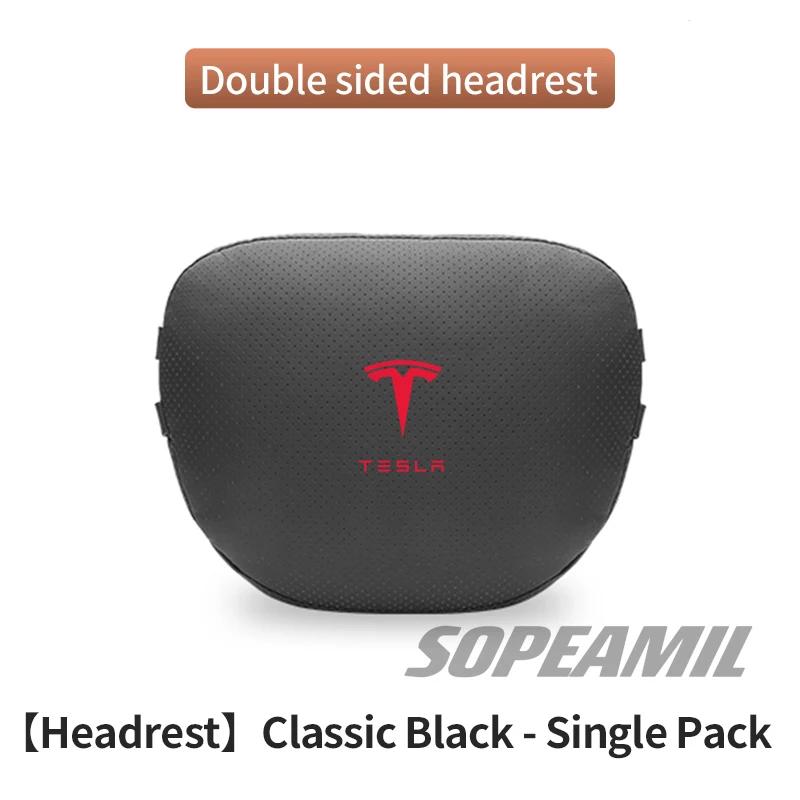 Tesla Cybertruck Model 3 Model Y Model S Model X Car Double-Sided Suede Leather Headrest Neck Support Pillow Seat Waist Cushion