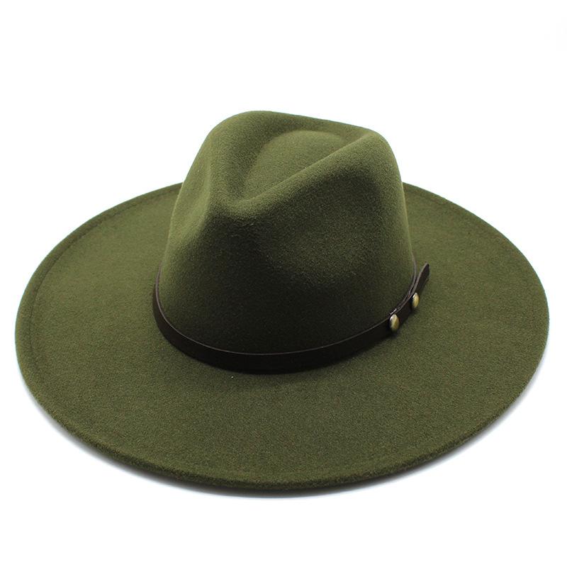 Wool Big-Brimmed Jazz Top Hat For Men And Women, Casual Concave Shape Big-Edged Jazz Hat 9.5Cm