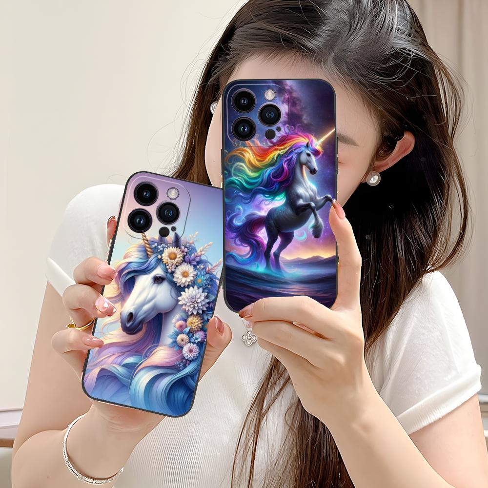 Fantasy Unicorn Mobile Phone Case for iPhone 17 16 15 14 13 12 11 X XR XS 8 7 Air Pro Max Plus Mini Colorful Cover Pretty Cover