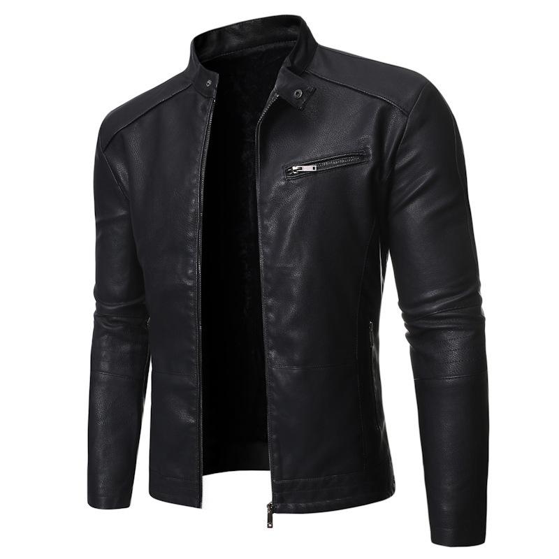 Autumn and winter new products European and American men's locomotive leather jacket jacket stand-up collar fashion men's washed leather jacket men