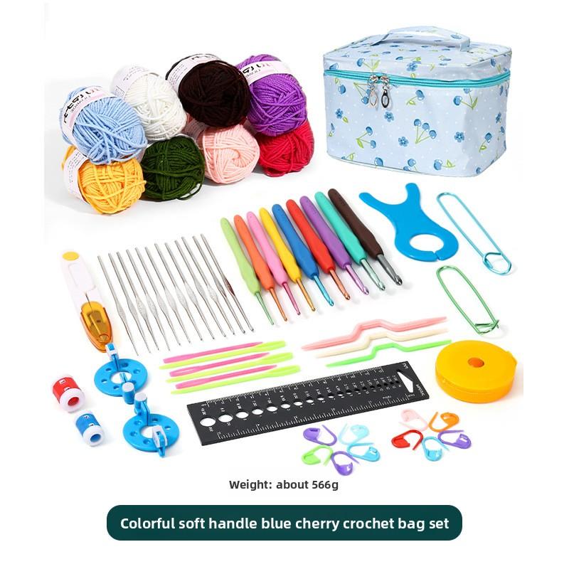 

Flamingo Crochet Hook Set Knitting Accessories Sewing Kit Soft Grip Handle Markers Tape Measure Plastic Needles for Beginners
