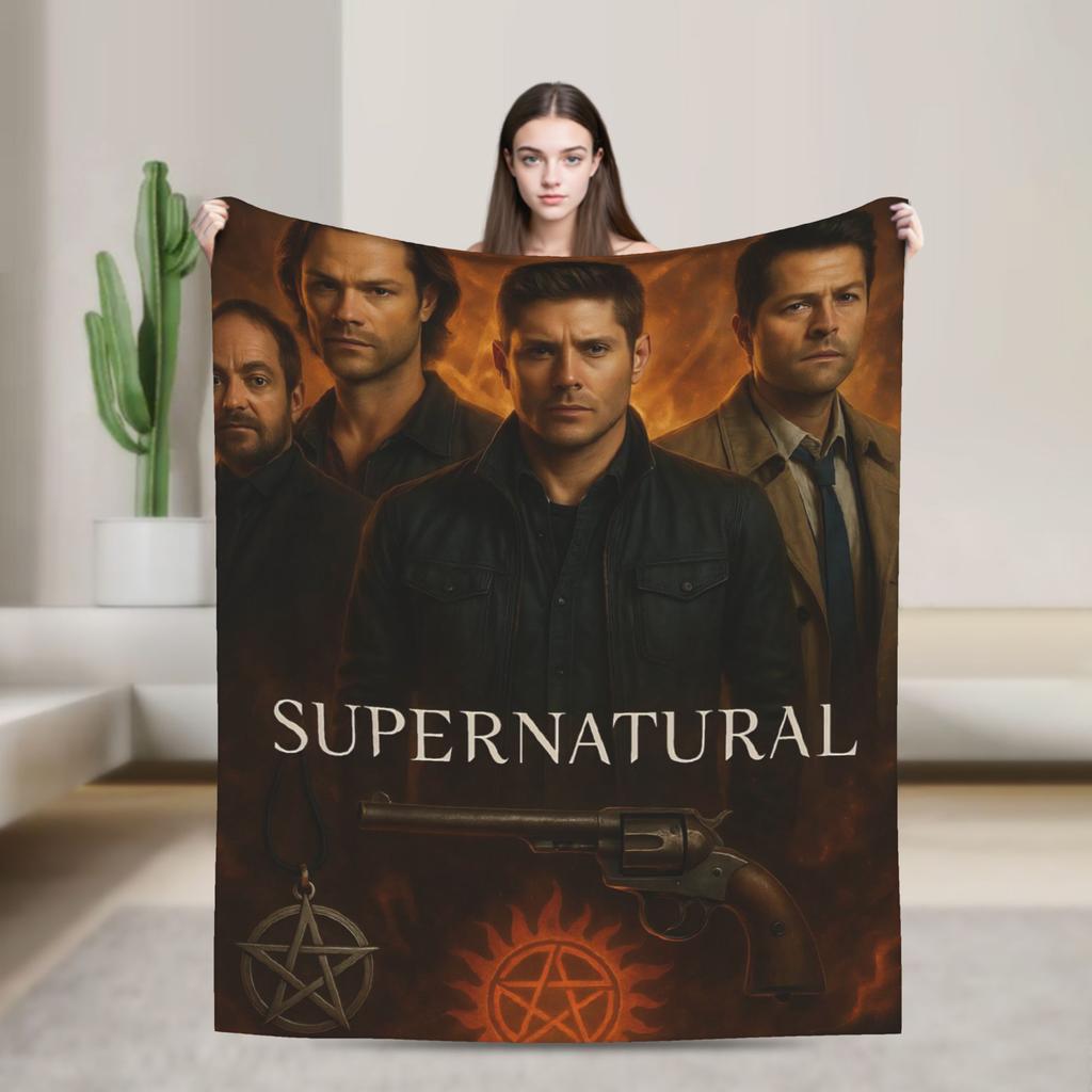 Supernatural TV Flannel Blanket  Super Soft Throw Blanket for Living Room Decorative Graphic Bedspread Sofa Bed Cover