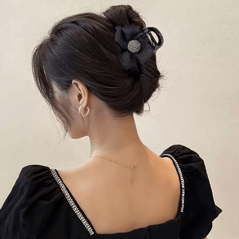Elegant Bow Rhinestone Hair Claw Clip