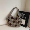 Color Block Tote Bag Women Print Plaid Shoulder Bag