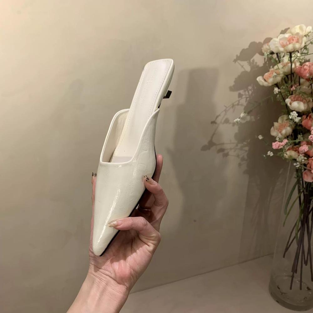 

Модные летние женские мюли-шлепанцы в стиле гладиаторов, элегантные туфли-слайды с острым носком, женские уличные туфли для платья на высоком каблуке, сандалии 35 бежевый