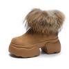 Raccoon Fur Thick-soled Snow Boots Women's Winter Shoes Winter New Thickened Velvet Cotton Boots Warm Short Boots