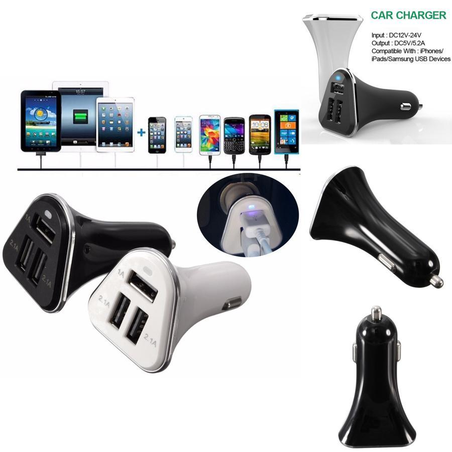 Premium 3 Port Car Charger Adapter With High-speed Usb Ports And Compact Design