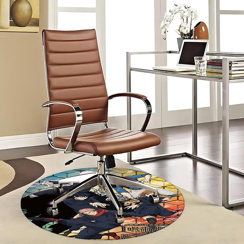 

1pc Anime Cartoon Design Round Carpet - Jujutsu Kaisen Characters for Office Chair Mat, Non-Slip Rug Suitable for Home Decor, Living Room, Bedroom, Do 80cm by 80cm