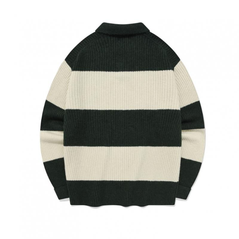 Coverknot Bărbați Pulover Tricotat cu Guler cu Dungi Colorate Co2303kt17 Bl Gn