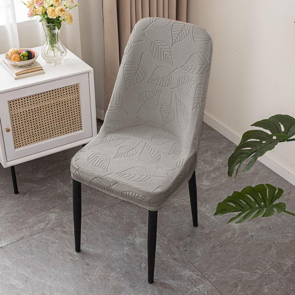 Leaf Pattern Curved Chair Cover Stretchable Elastic Band Restaurant Stool Cover Soft Dust-proof Chair Seat Slipcovers Home Decor