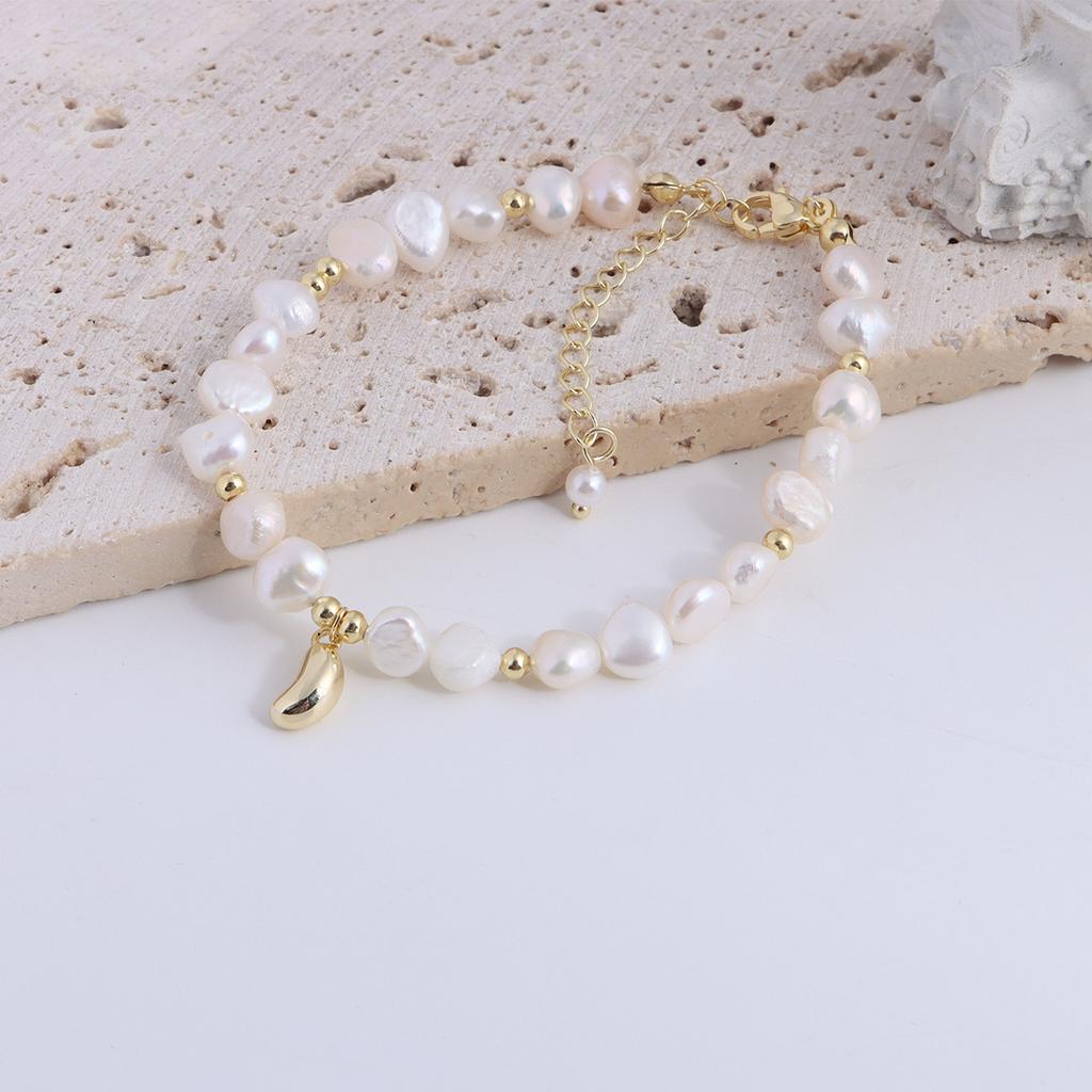 Natural Freshwater Pearl Bracelet Fu Character Smiley Face Shell Bow Pendant Bracelet Girlfriend Beaded Bracelet