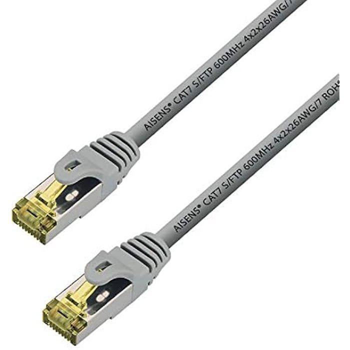 Câble de raccordement RJ45 - AISENS - A146-0338 - Cat.7 - 600 MHz - 10 m - Gris