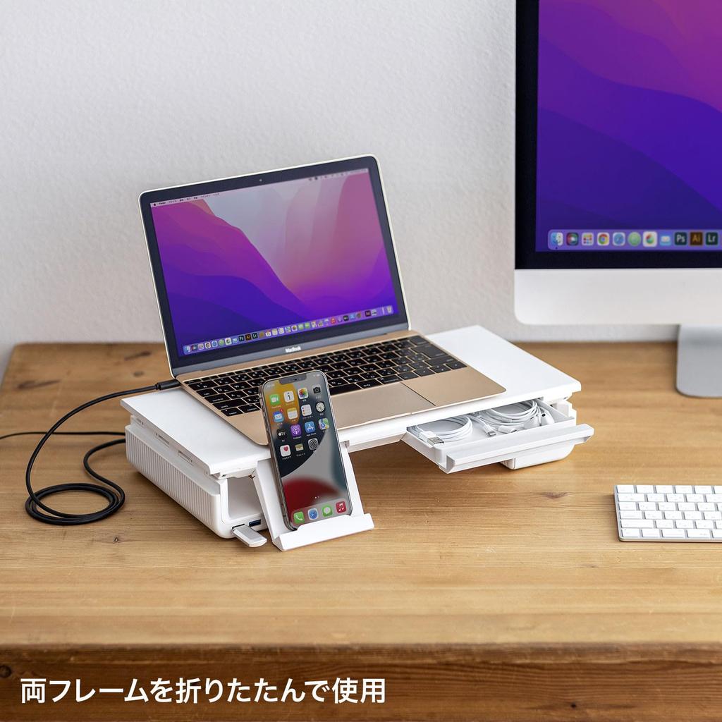 Sanwa Supply USB Type-C Hub with Desktop Rack (White) MR-LC210CHW