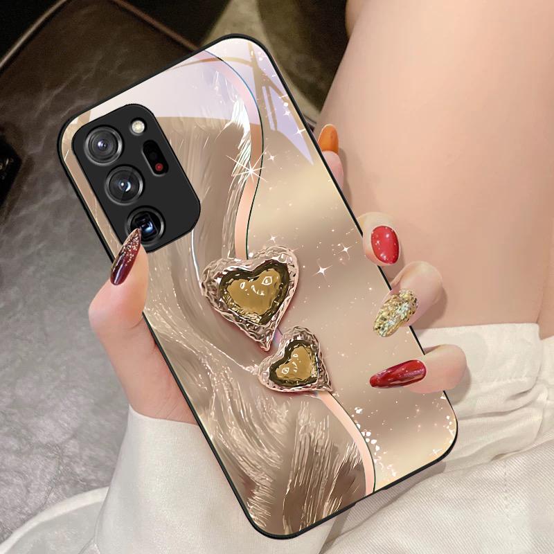 Amber Double Love For Samsung Galaxy Note 8 9 10 PRO 20 Ultra A01 02 03 Core 04E 4G 12 13 5G Tempering Glass Phone Case