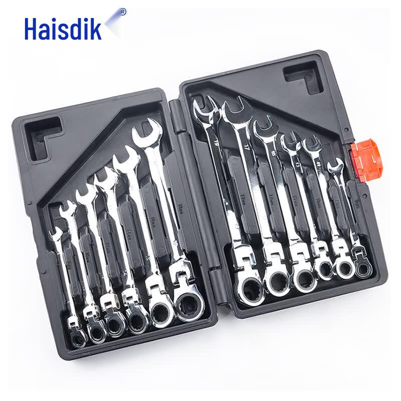 HSDC 12-Piece Dual-Use Ratchet & Adjustable Wrench Set