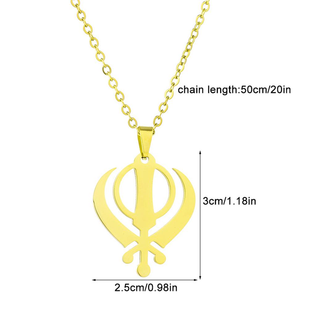 India Sikhism Necklace Religious Symbol Clavicle Chain Cultural Symbol Pendant Neckchain Unisex Religious Metal Jewelry