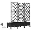 Garden Flower Pots with Irrigation and Wheels 3 Pieces Black PP