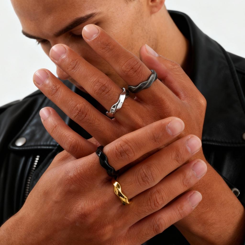 Klassieke Mobius Roestvrijstalen Ringen voor Mannen, Gedraaid Patroon Vingerband Ringen, Eeuwige Liefde Retro Sieraden Bruiloft Verloving
