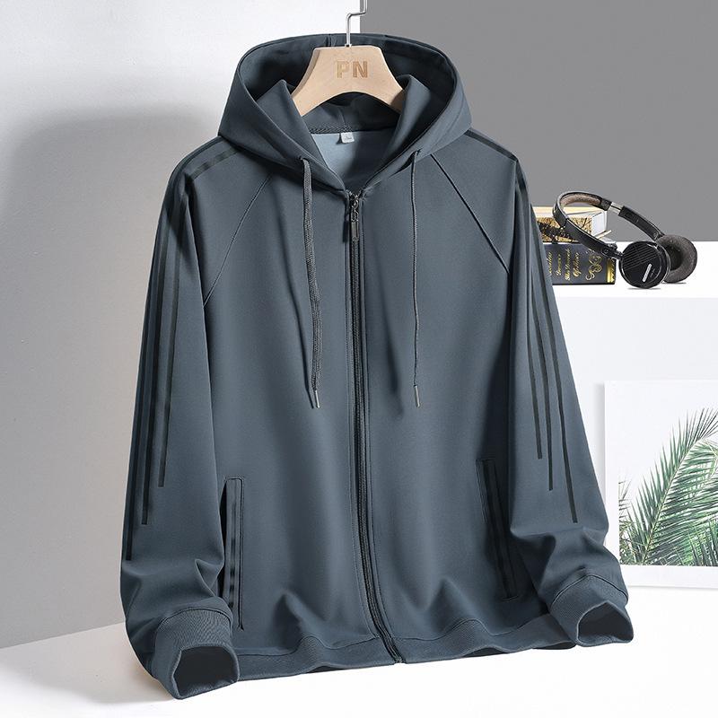 

Новый весенне-осенний повседневный модный кардиган с капюшоном, мужская свободная спортивная куртка с тремя полосками M