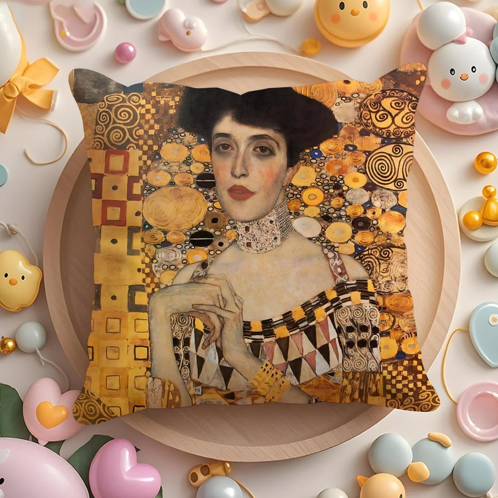 Gustav Klimt Obraz Olejny Poszewka na Poduszkę Krótki Plusz Dwustronny Nadruk Domowy Można Prać w Pralki w Ciepłą Zimę Poszewka na Poduszkę