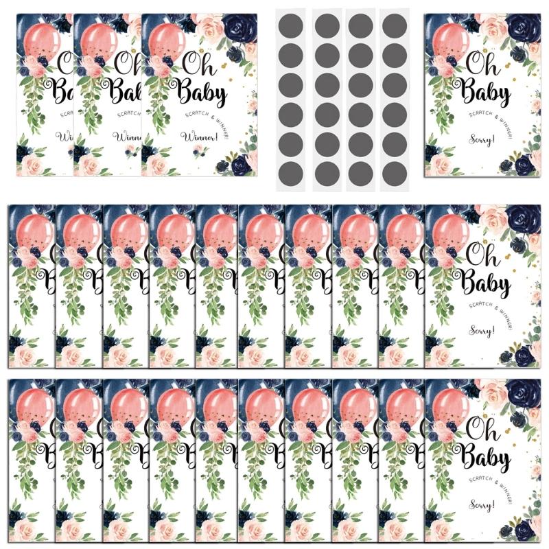 

Baby Shower Raffle Cards Fun Scratch Cards Set 24 Tickets, 3 Winners 21 Losers 1