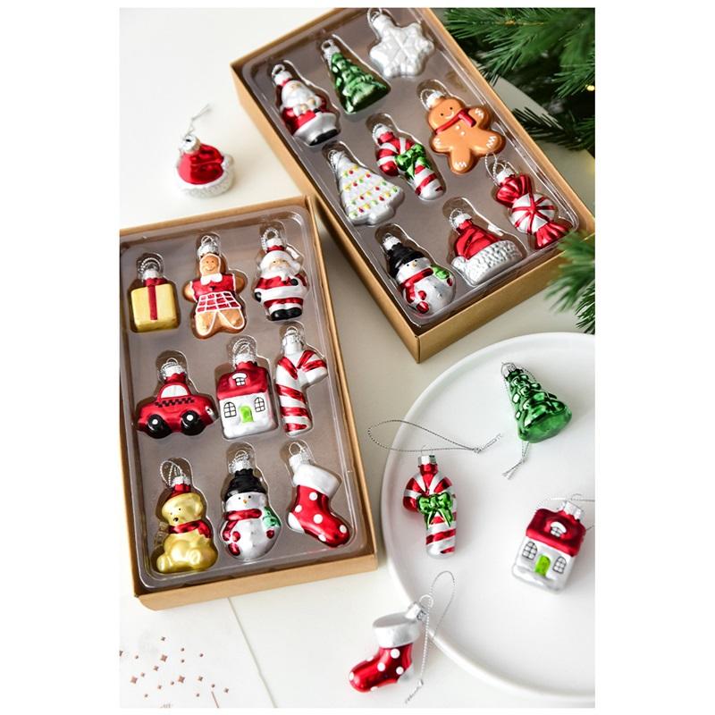 Christmas Decoration Santa Snowman Ornament Creative Glass Painted Hanging Decor For Christmas Tree Holidayhome Christmas Decor