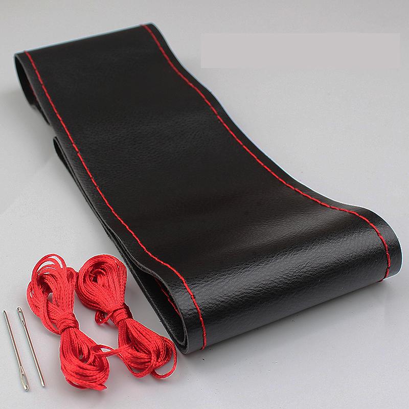 TOP Layer Leather Car Steering Wheel Cover Braid Soft Texture Car Covers With Needles Thread Genuine Leather Car Styling