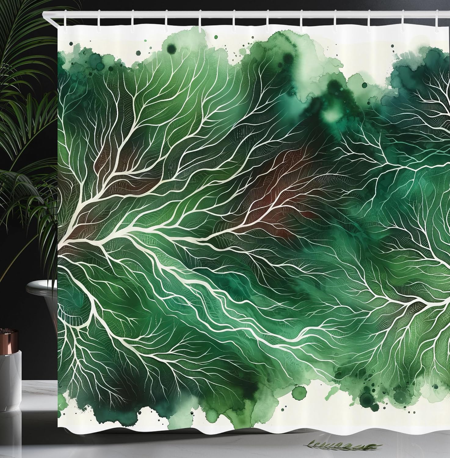 

Vintage Shower Curtain,Ethnic Leaves And Flourishing Botanical Balance Folkloric Influences,Cloth Fabric Bathroom Decor Set With W60H190(CM)-1 Pcs