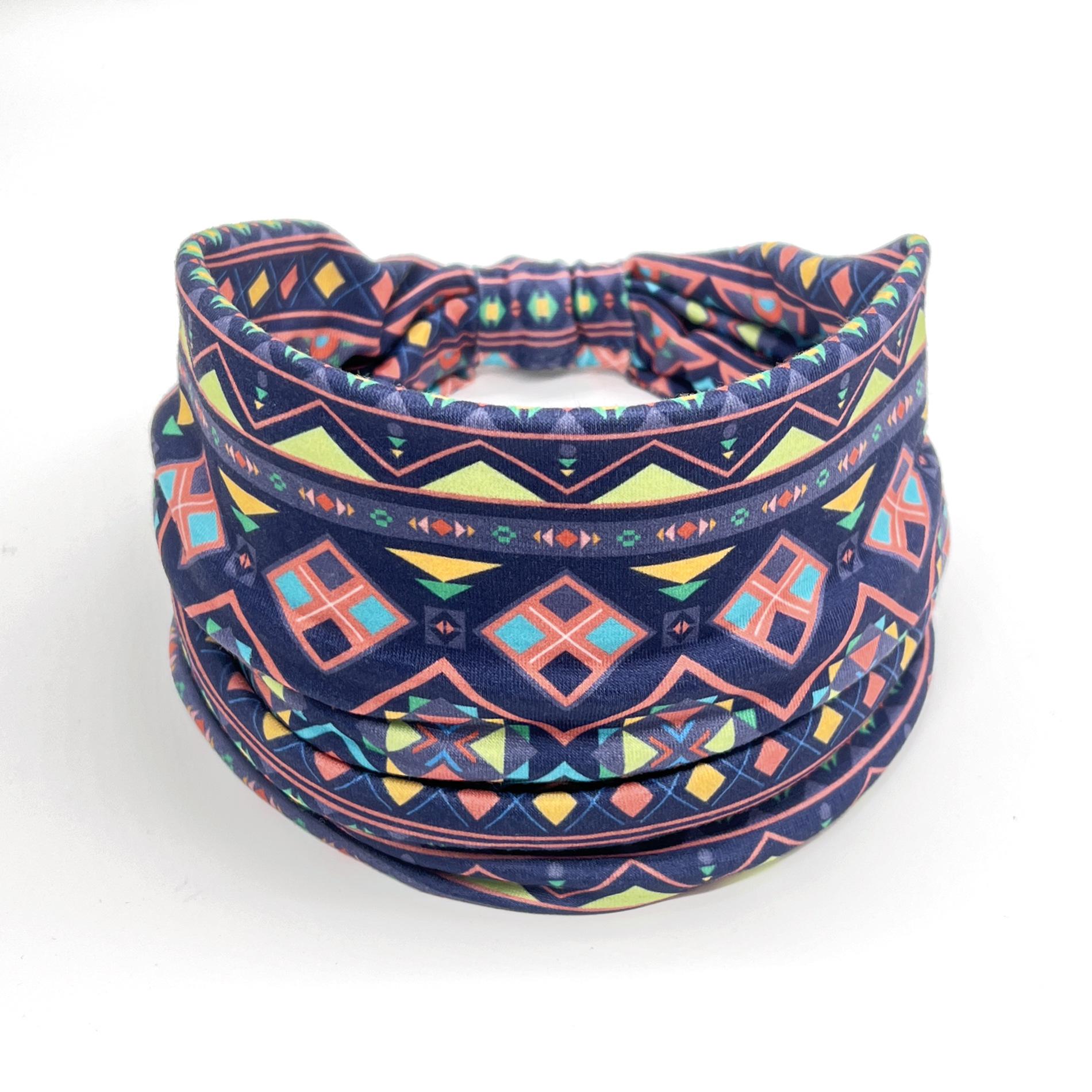 

1pcs Vibrant Bohemian Chic Headband for Women - Soft Stretchy Yoga Turban Hair Accessory with African Inspired Print - Perfect for Running сірий