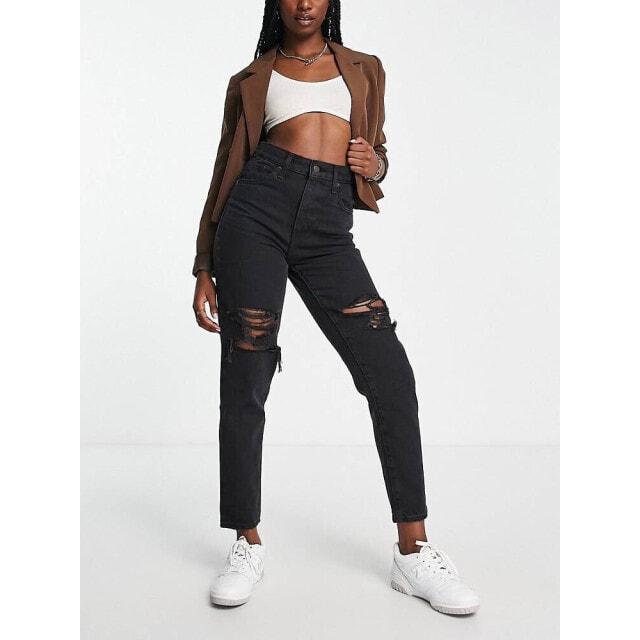 

Черные джинсы с потертостями Levi s с завышенной талией