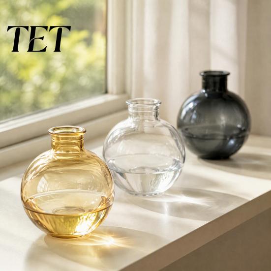 Nordischer Stil Blumenbehälter Klar Runde Harzvase, Transparenter Kugeltopf mit Jute Stilvoll für Fensterbank Bogen, Moderner Kunststoff Pflanztopf Hydroponisch