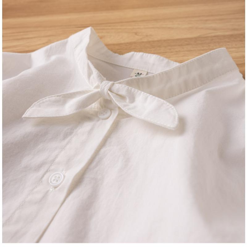 Spring Little Fresh Rabbit Ears Solid Color Long Sleeve Shirt Women's Stand Collar Loose Versatile Top Blouses & Shirts