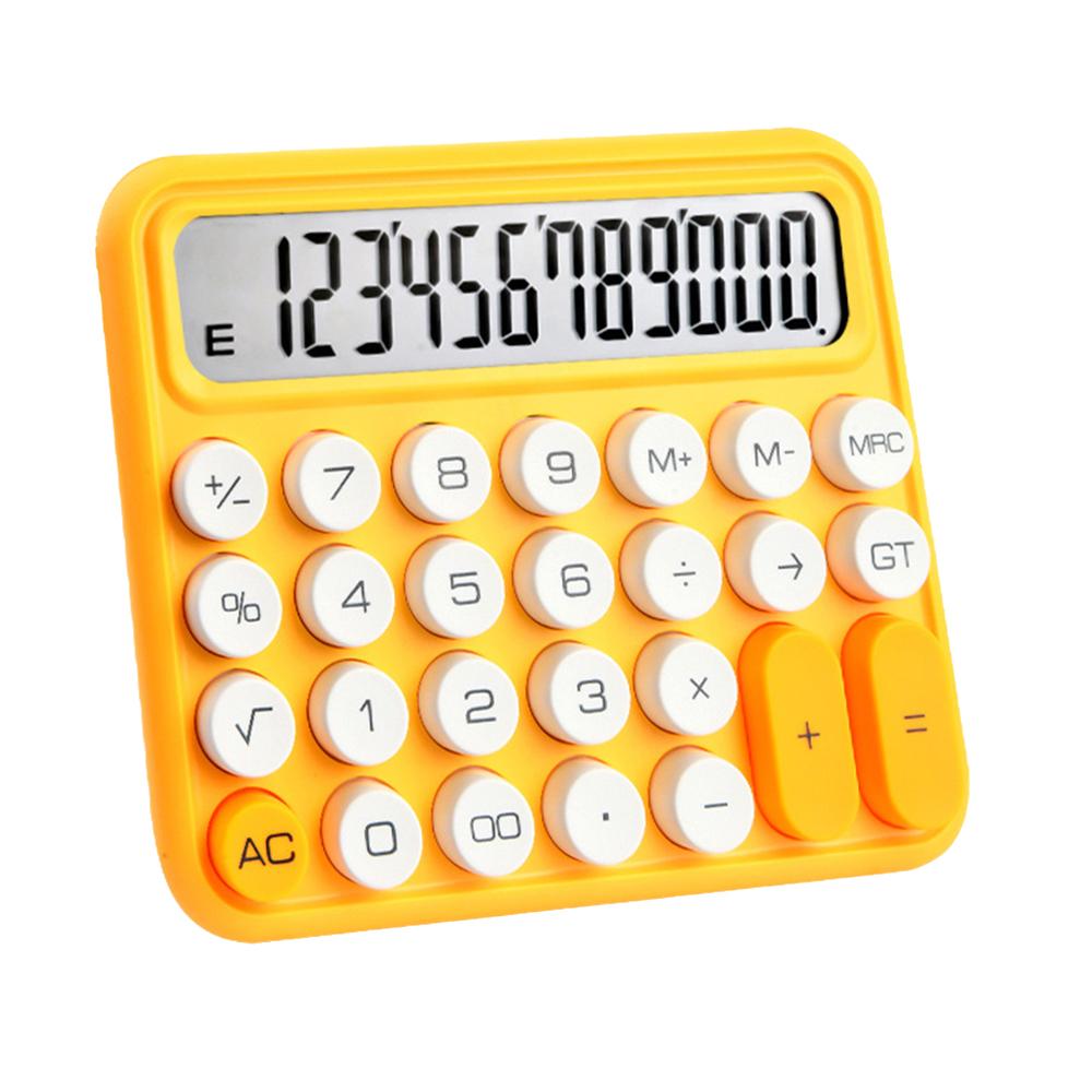 Cute Calculator 12 Digit Large LCD Display Mechanical Round Button Gradient Candy Colored Battery