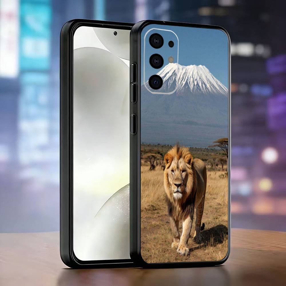 Lion Theme Phone Case For Samsung S25,S24,S21,S22,S23,S30,Ultra,S20,Plus,Fe,Soft Silicone Black Cover