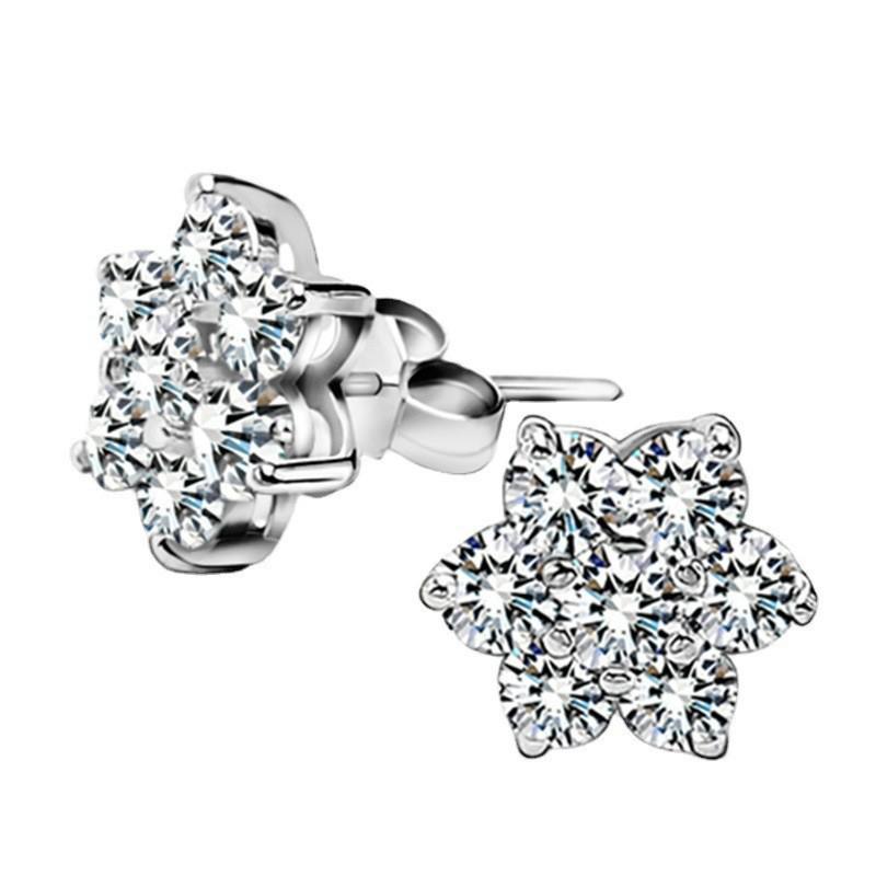 Sterling Silver S925 Zircon Six-Claw Earrings for Women