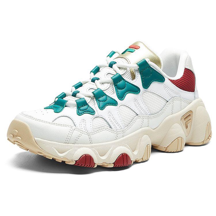 Fila Jagger Stoff Synthetikleder Lebkuchenmann Retro Sport Low-Top Lifestyle Schuhe Damen Sneaker Weiß Braun F12W011412FWL