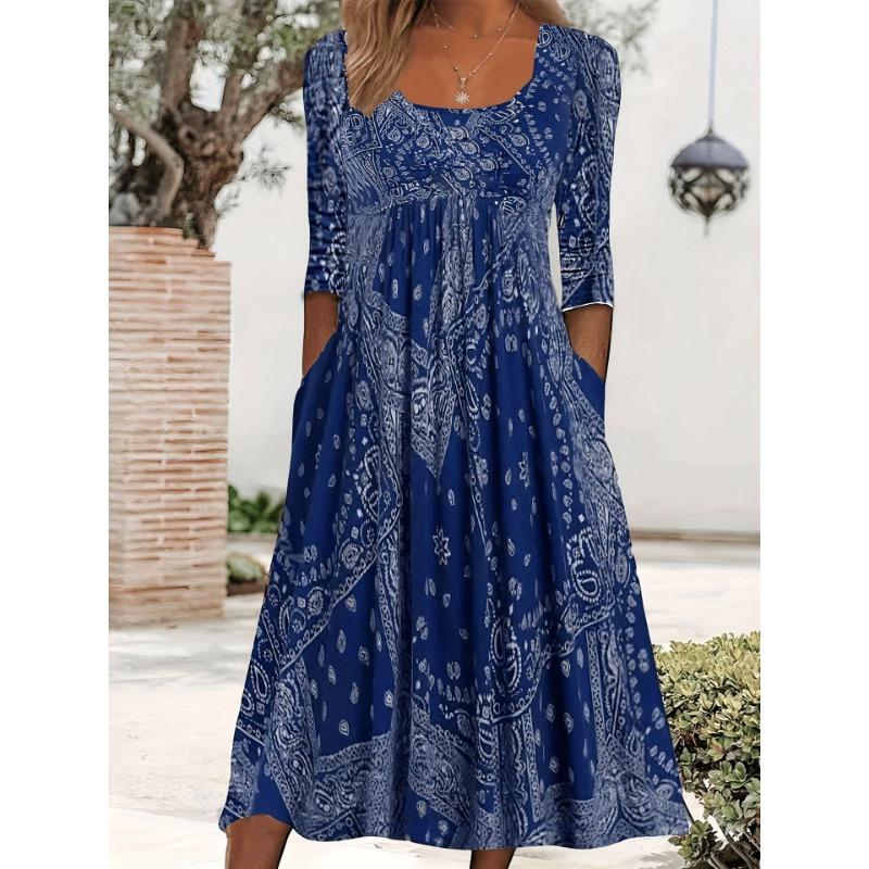Spring/Summer Dress Casual Loose Plus-size Print Dress for Women