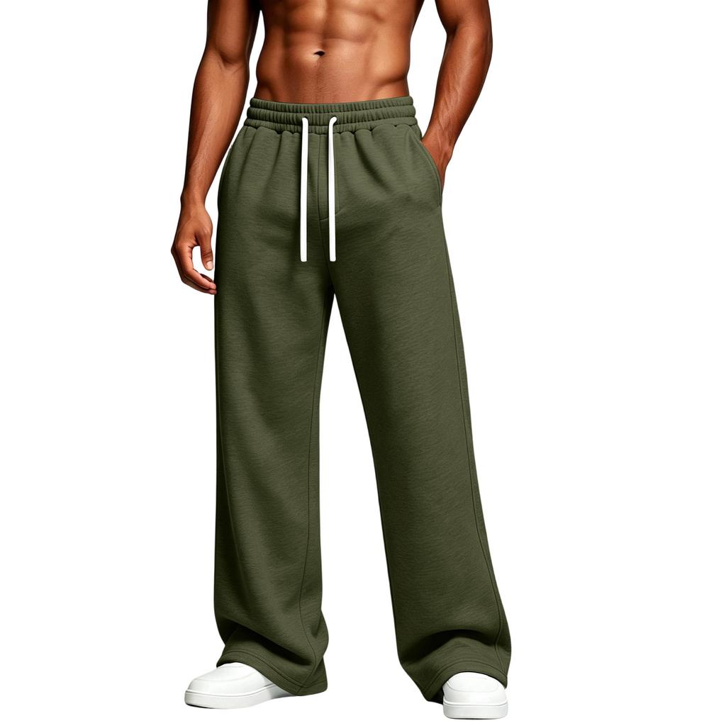 Men's Casual Color Loose Fit Sweatpants with Elastic Waist Straight Leg