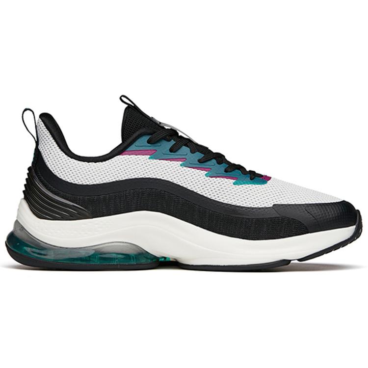 Anta Comfortable Cushioning Slip Resistant Abrasion Resistant Low Top Running Shoes Men's Black White Green 112145502-1