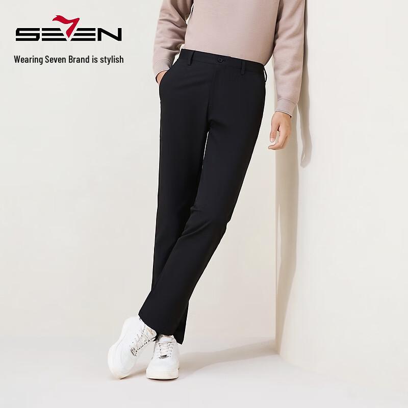 Seven Men's Wrinkle-Resistant Straight-Leg Casual Trousers