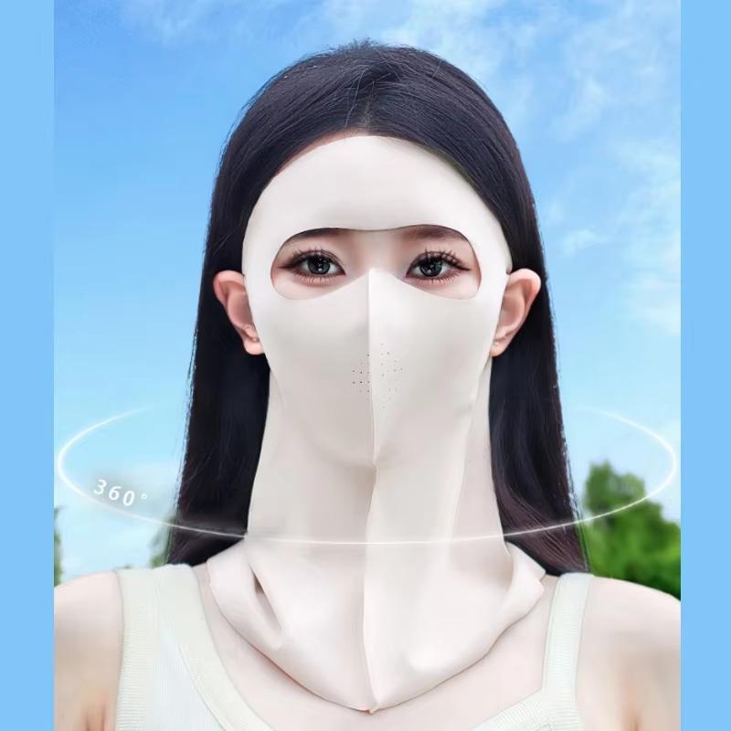 Ice Silk Sun Protection Mask with UPF50+ for Ultimate UV Block 3D Anti UV Neck Scarf Summer Cooling Face Cover for Women Men