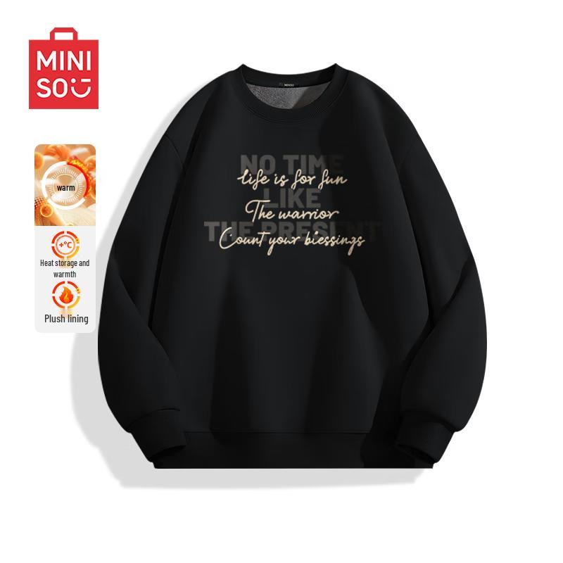 

MINISO Men s Premium American Style Fleece-lined Pullover Sweatshirt L